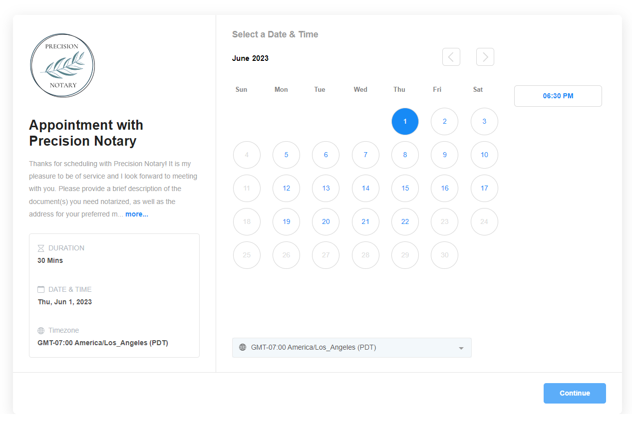 Online booking calendar
